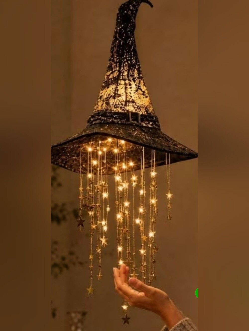 Black Diy Witch Hat Starry LED Chandelier - Black